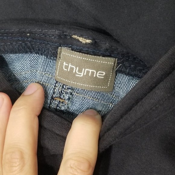 Thyme Maternity Denim Classic Jean Pencil Skirt Stretch Belly Panel Pockete XS - Picture 3 of 8